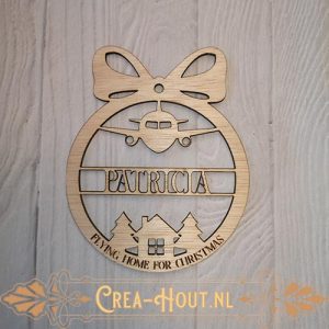 Flying home for Christmas Kerstbal gepersonaliseerd